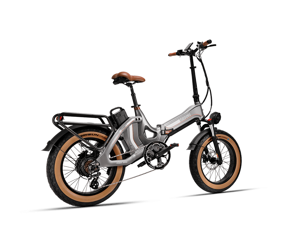 MIHOGO ONE 长续航电动自行车 力矩折叠电动车 sleek silver design optimal for long-distance rides.